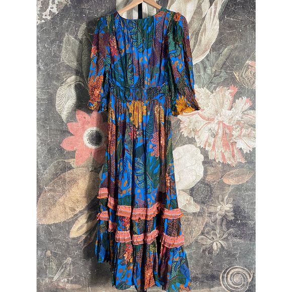 New Anthropologie x Farm Rio Puff Sleeve Maxi Dress sz XS - Picture 6 of 9